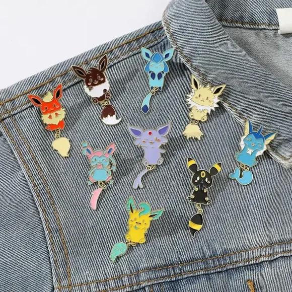 3 For $35 Pokemon Espeon Eeveelution Enameled Pin Brooch Hanging Moving Tail - Picture 8 of 12